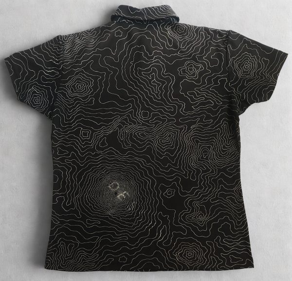 Descente Golf Men Topographic Print Golf Polo Shirt